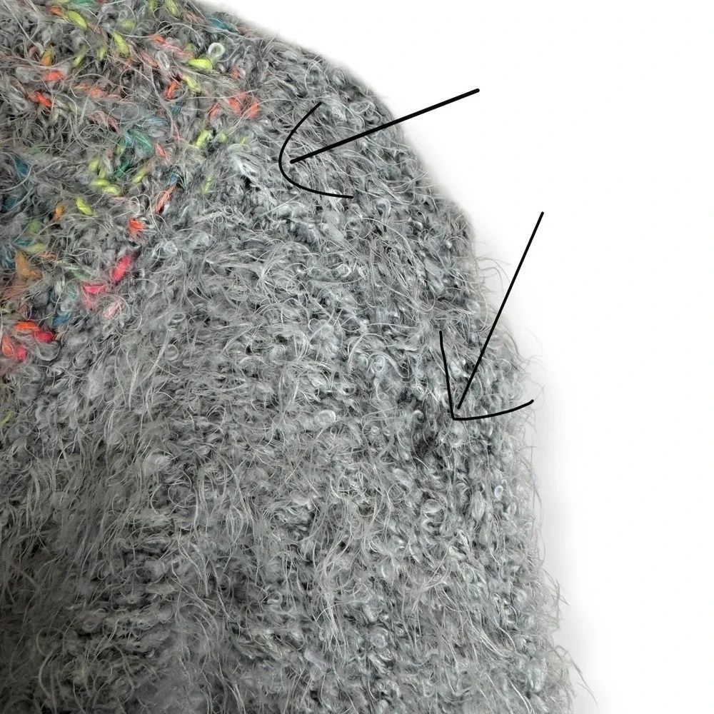 Free People Stardust Sweater Size Medium Confetti Speckled Chunky Knit Fuzzy Top